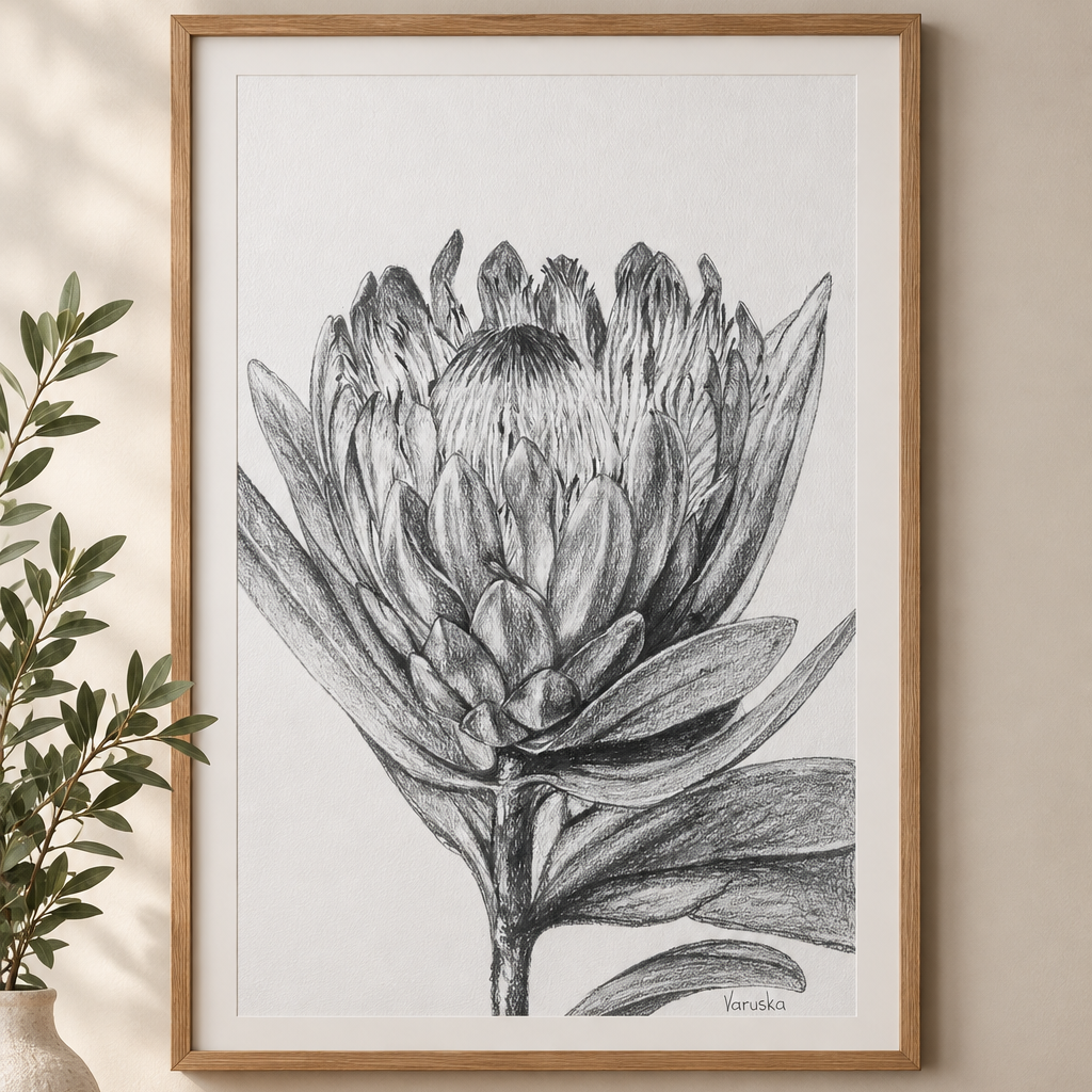 Protea in Pencil