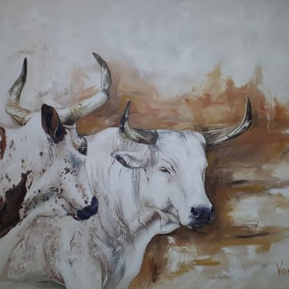Nguni Brothers Oil Painting
